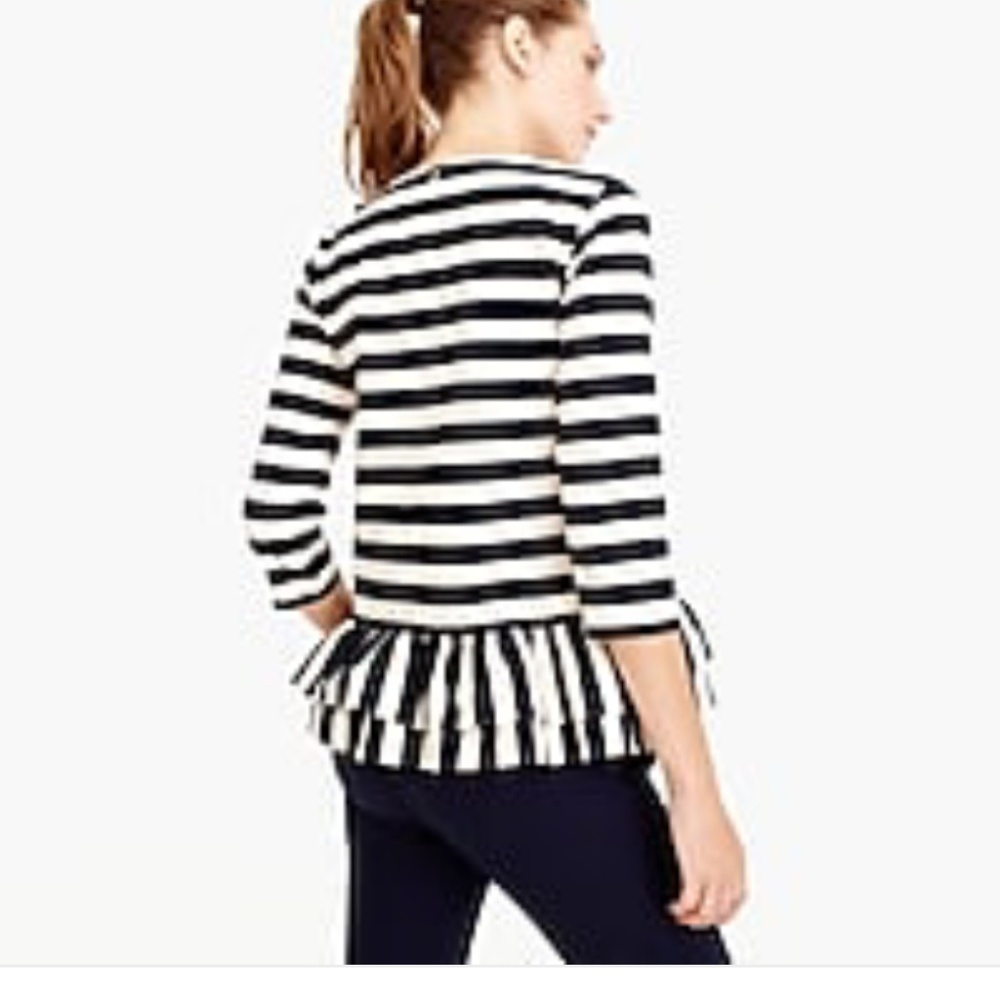 J. Crew Asymmetrical Stripped Ruffle Top - Picture 2 of 7
